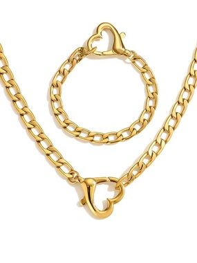 Heart Stainless Steel Waterproof
Jewellery 18K Gold Plated Heart Necklace